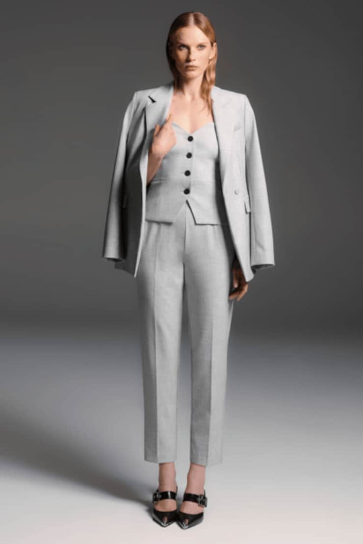 Pantalon étroit Kendall Gris formel large