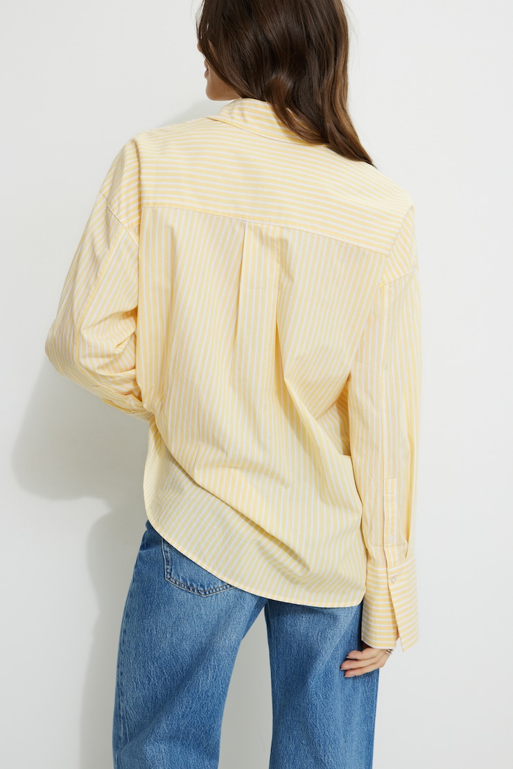 Monroe Striped Oversized Poplin Shirt Yellow Stripe large