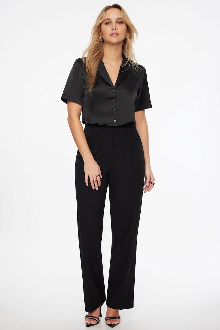 Lexie Satin Shirt Jet Black  large
