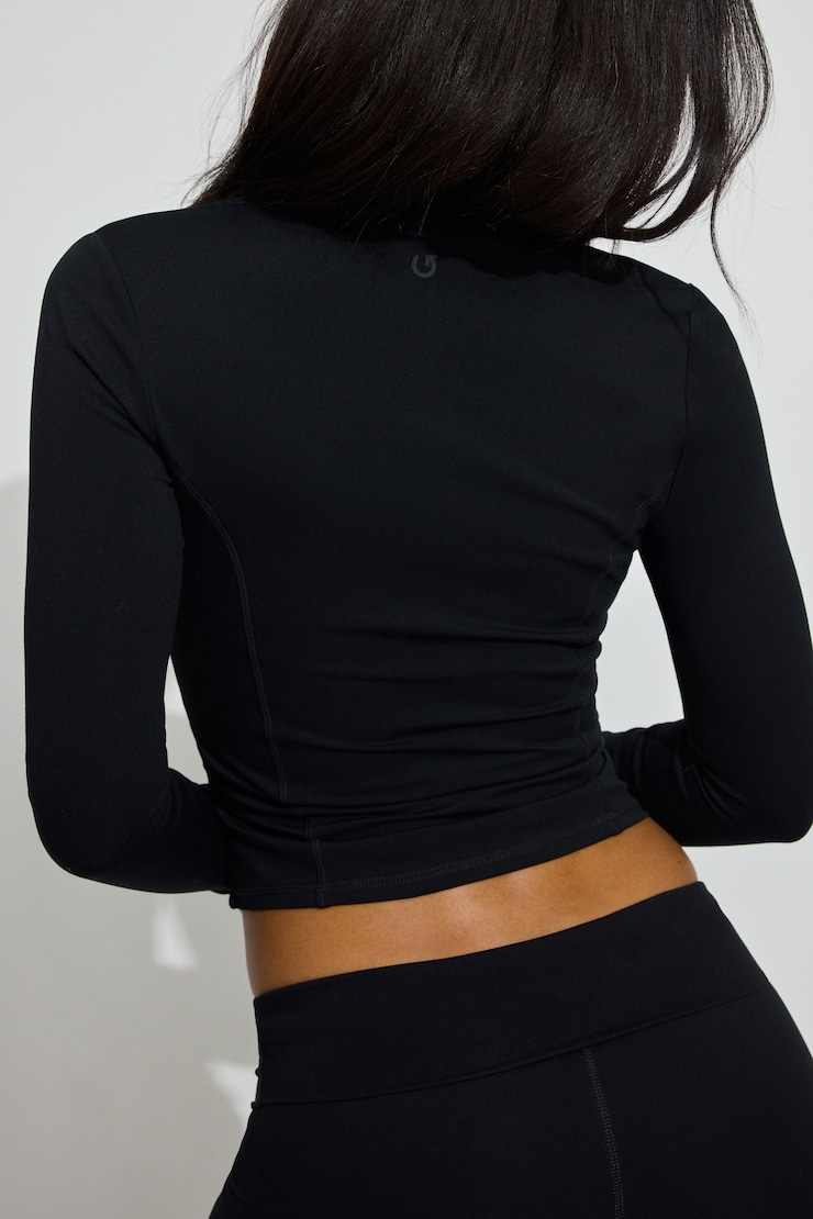 Active Long Sleeve Seamed Jacket, Jet Black, large
