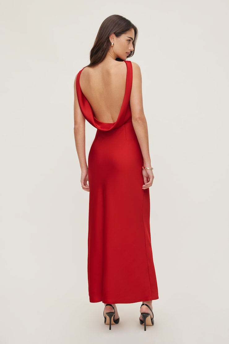 Nora Satin Maxi Slip Dress Chili Pepper Red large
