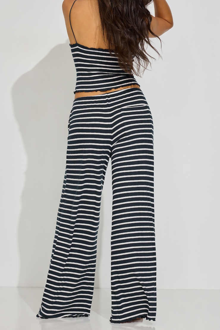 Pointelle Slouchy Pants, Deep Indigo / White, large