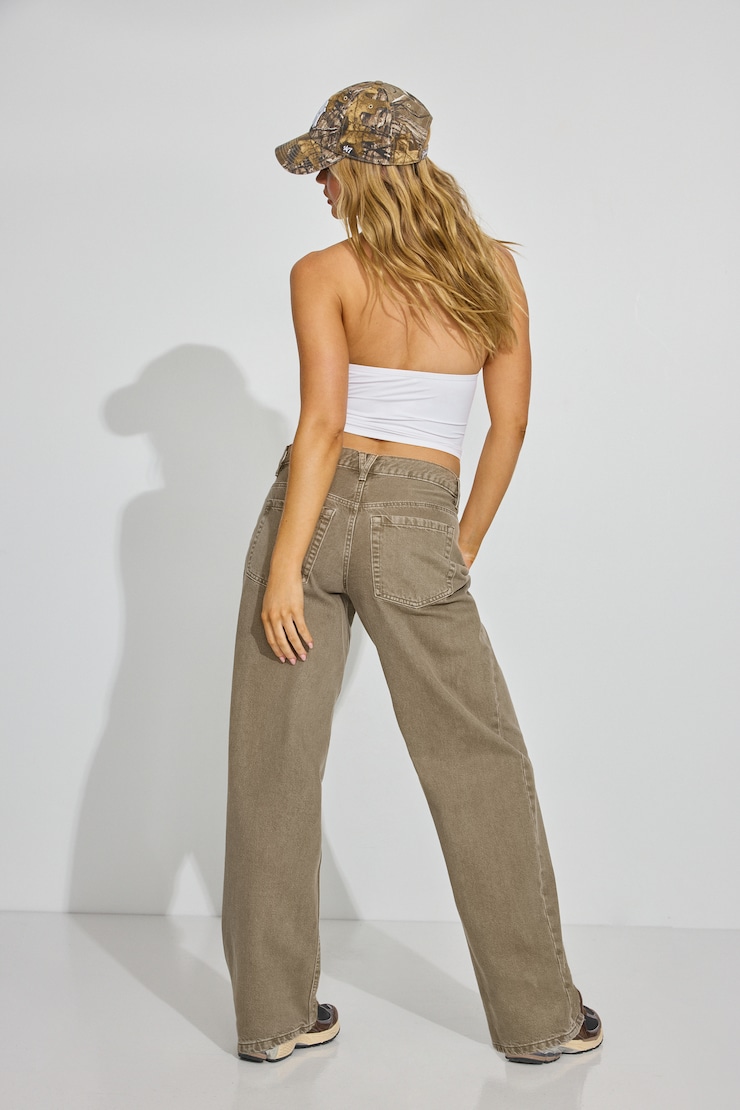 Low Rise Baggy Pants., Rustic Green, large
