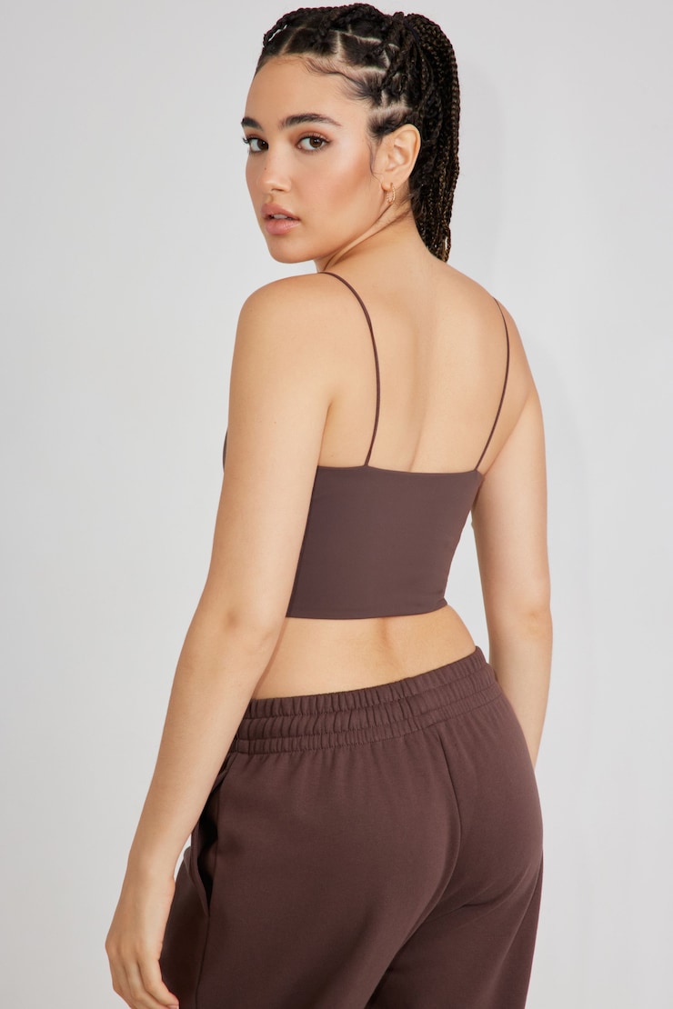 Eva Cropped Cami Top, Shopping Bag Brown, large