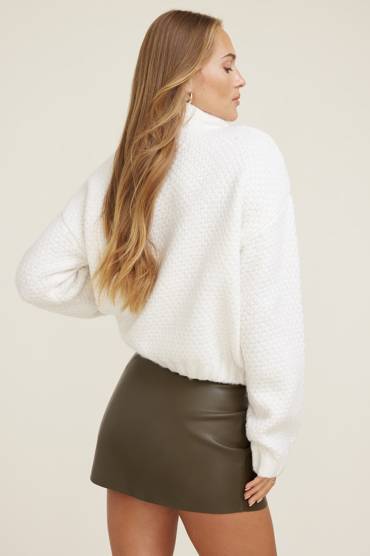 Sasha Cable Knit Funnel Neck Sweater Sea Salt Off White large