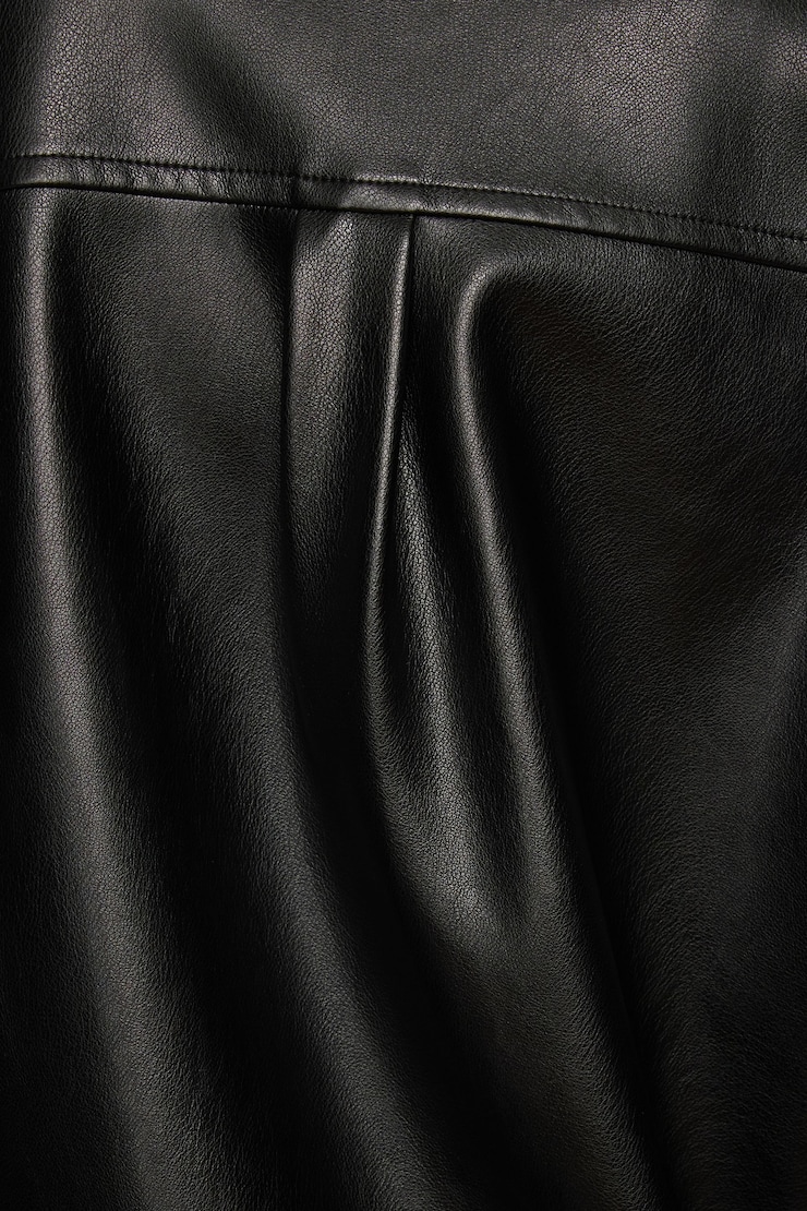 Frida Faux Leather Oversized Shirt Jet Black  large