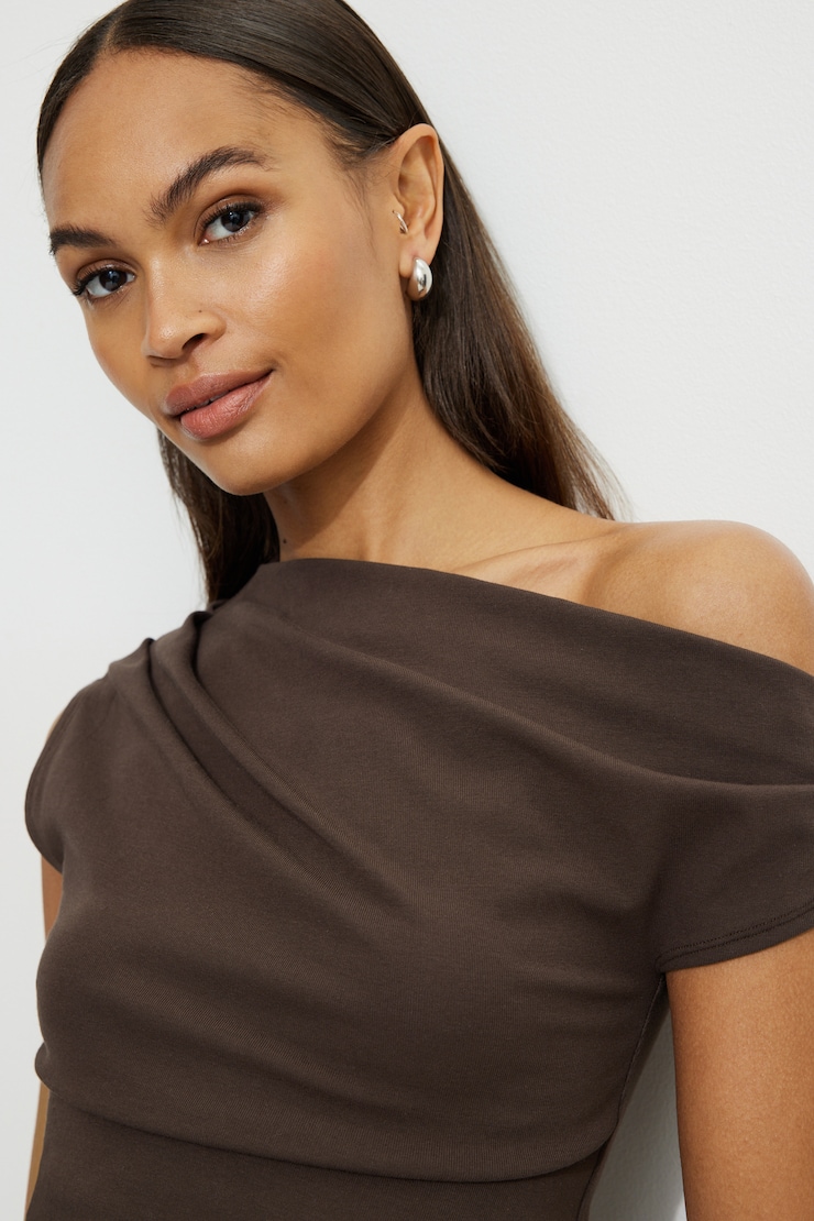Off Shoulder Draped Jersey Top
