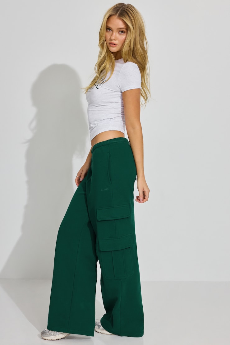 UltraFleece Baggy Cargo Sweatpants, Rainforest Green, large