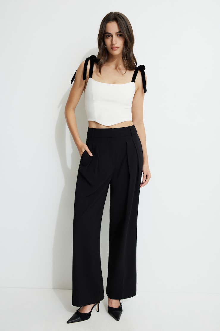 Velvet Bow Ties Cami Top Sea Salt/Jet Black large