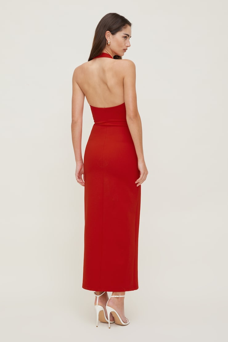 Miya Ponte Maxi Dress Goji Berry Red large
