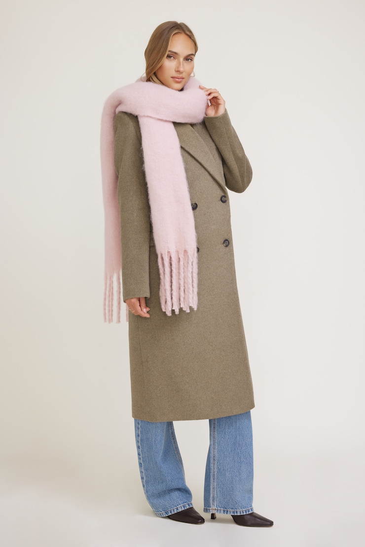 Oversized Fringed Scarf Lilac Pink large