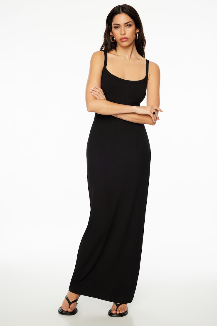 Jaya Ribbed Maxi Dress Jet Black  large