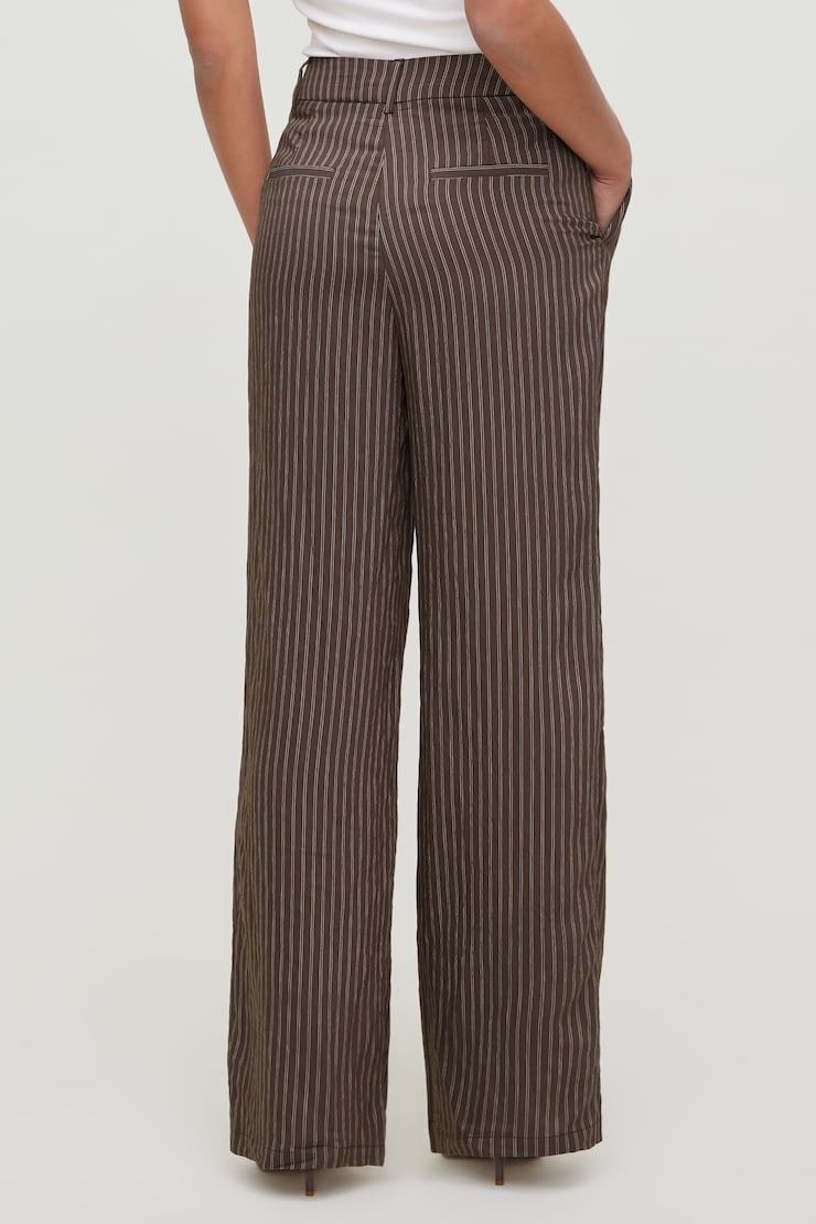 Alex Striped Wide Leg Pants Brown White Stripes large