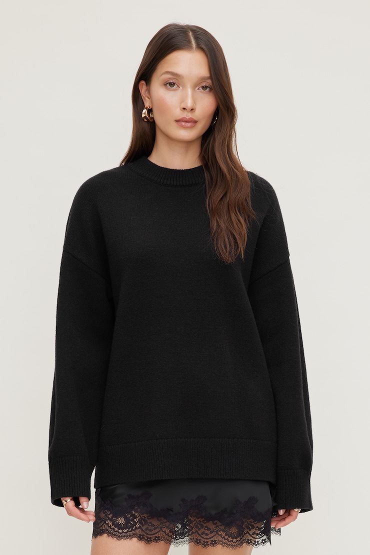 Oversized Crewneck Sweater Jet Black large