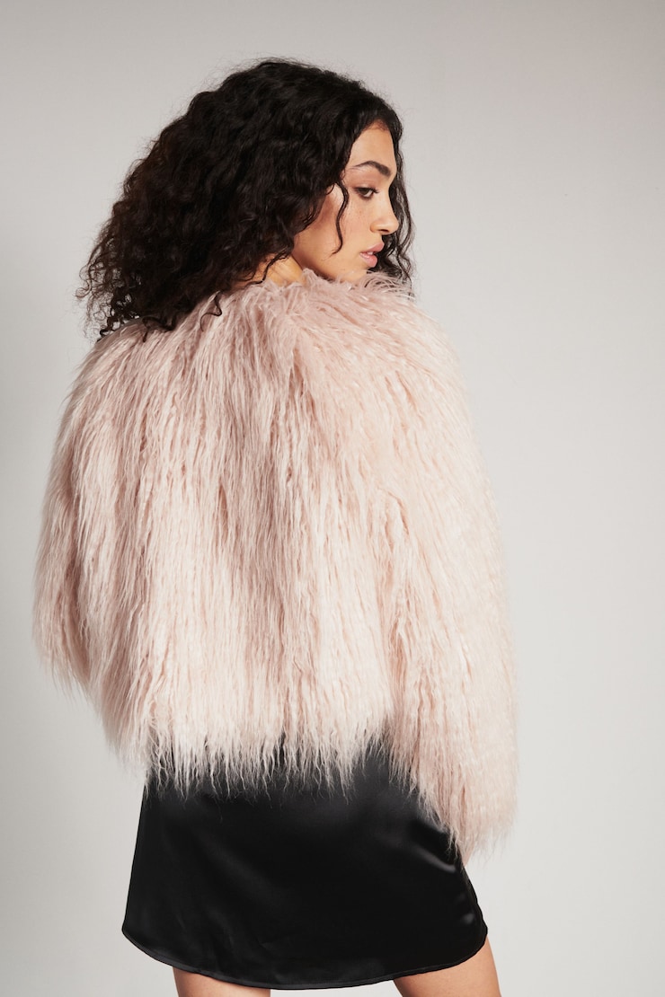 Shaggy Faux Fur Jacket Hushed Violet large