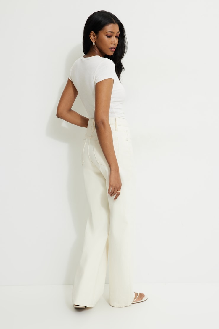 Heidi High Rise Wide Leg Jeans Beige / Seeded Ecru large