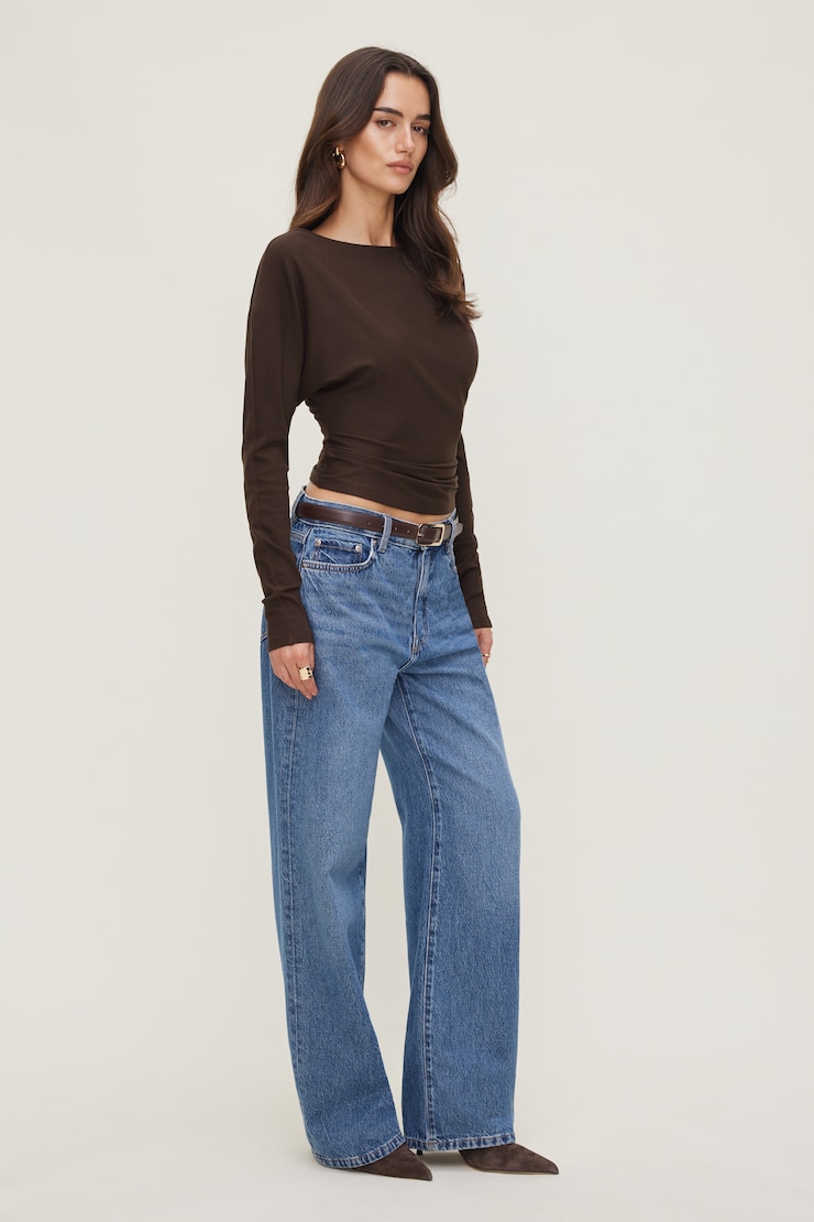 Mira Dolman Sleeve Top Brown | Dynamite