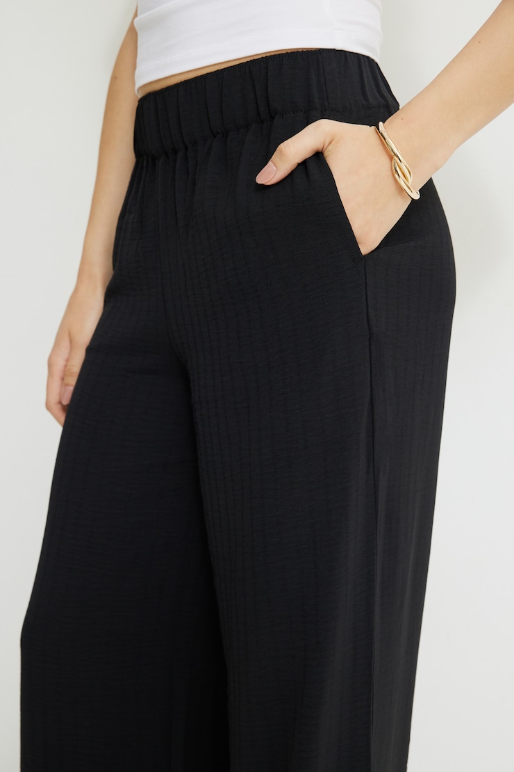 Wide Leg Pull On Pants Jet Black large