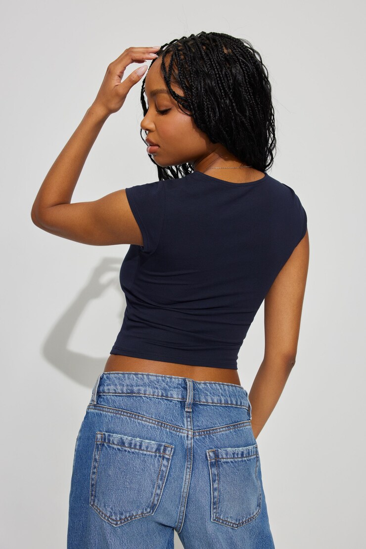 Portia Square Neckline Tee, Mariana Blue, large