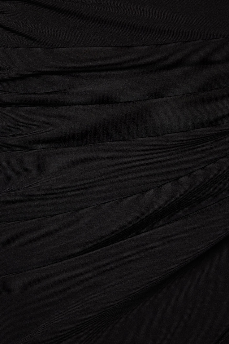 Sleeveless Ruched Mini Dress Jet Black  large