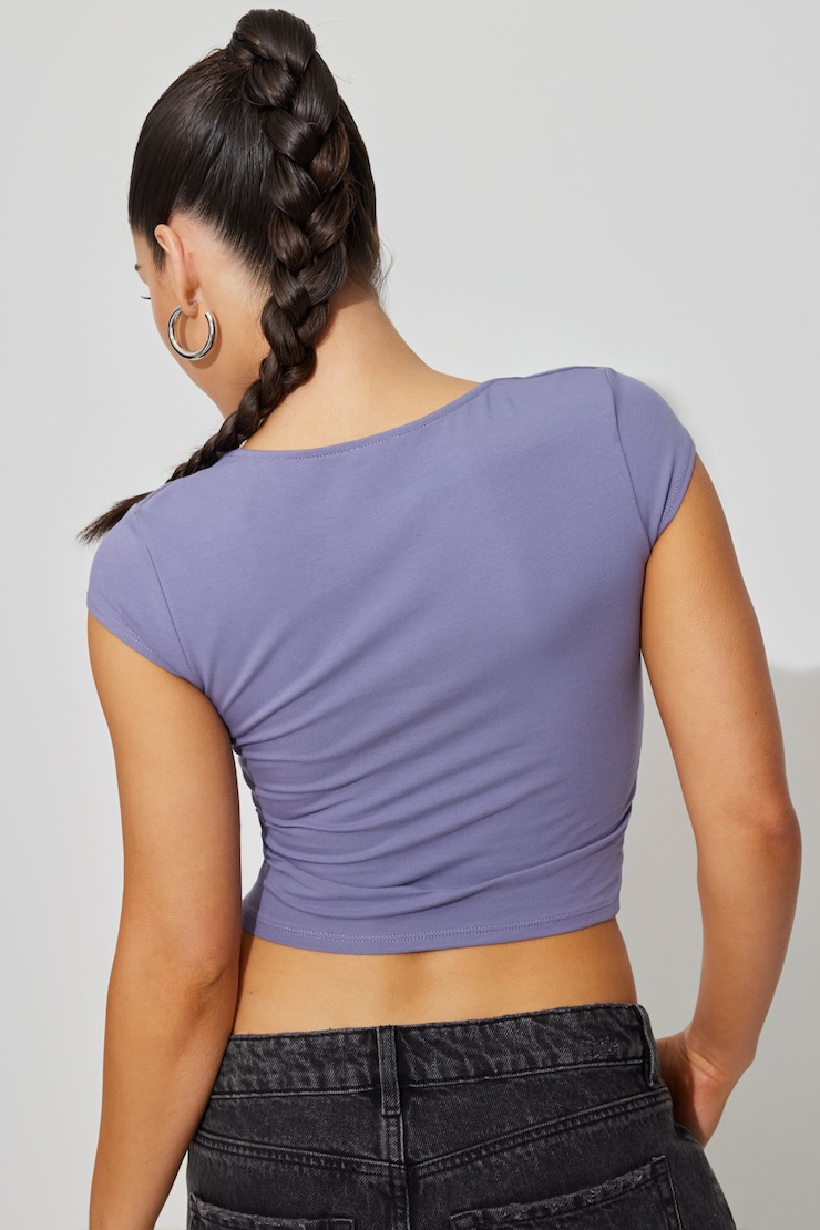 Portia Square Neckline Tee, Blue Granite, large