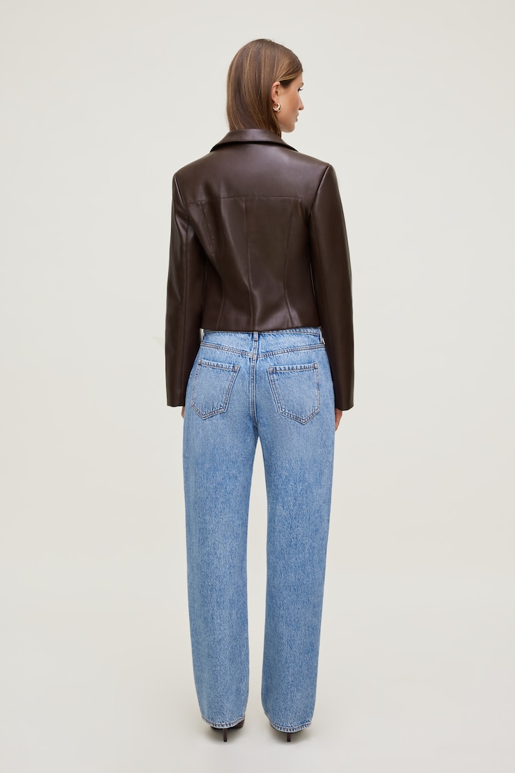 Charlotte Faux Leather Blazer Java Brown large
