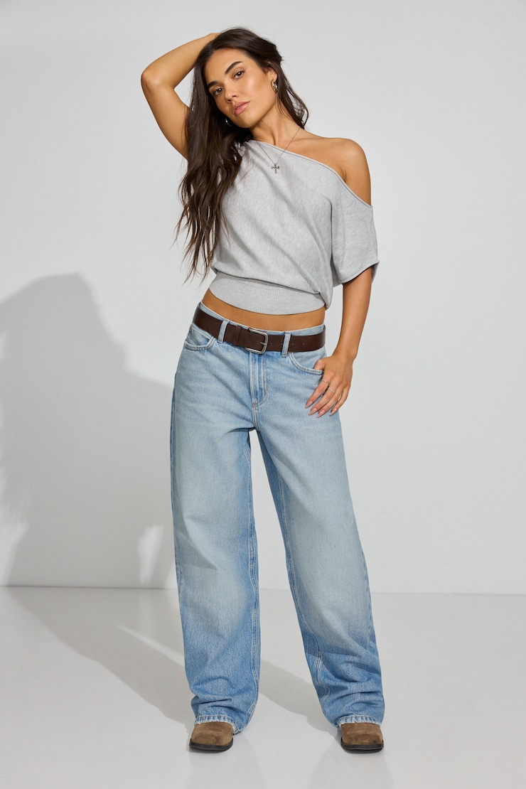 Romi Asymmetric Cinched Waist Sweater , Spring Grey Mix, large
