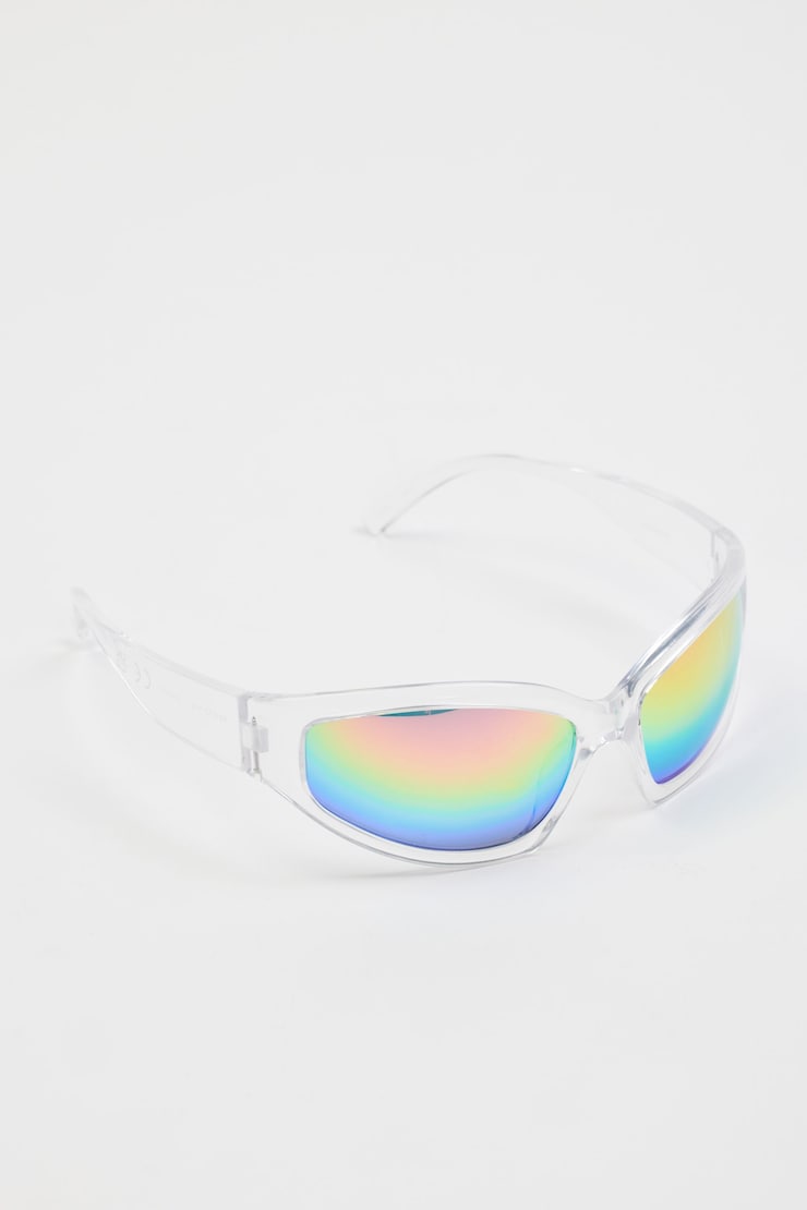 Wrap '90s Sunglasses, Clear, large