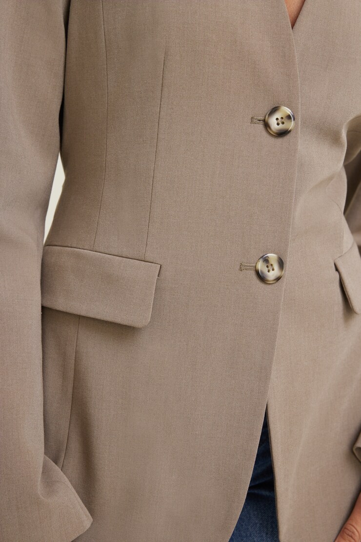 Cinched Collarless Blazer