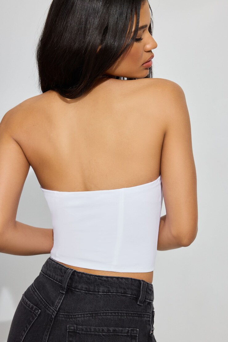 Trimmed Tube Top, Bright White/Black, large