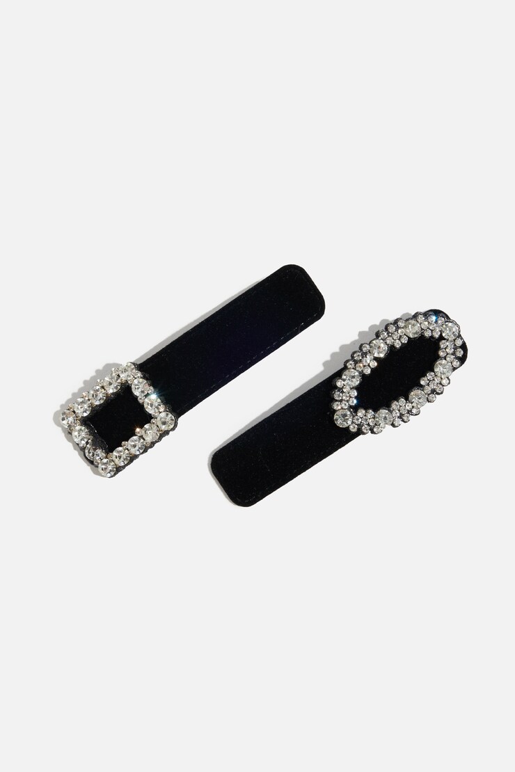 Ensemble de 2 pinces à cheveux en velours Noir large