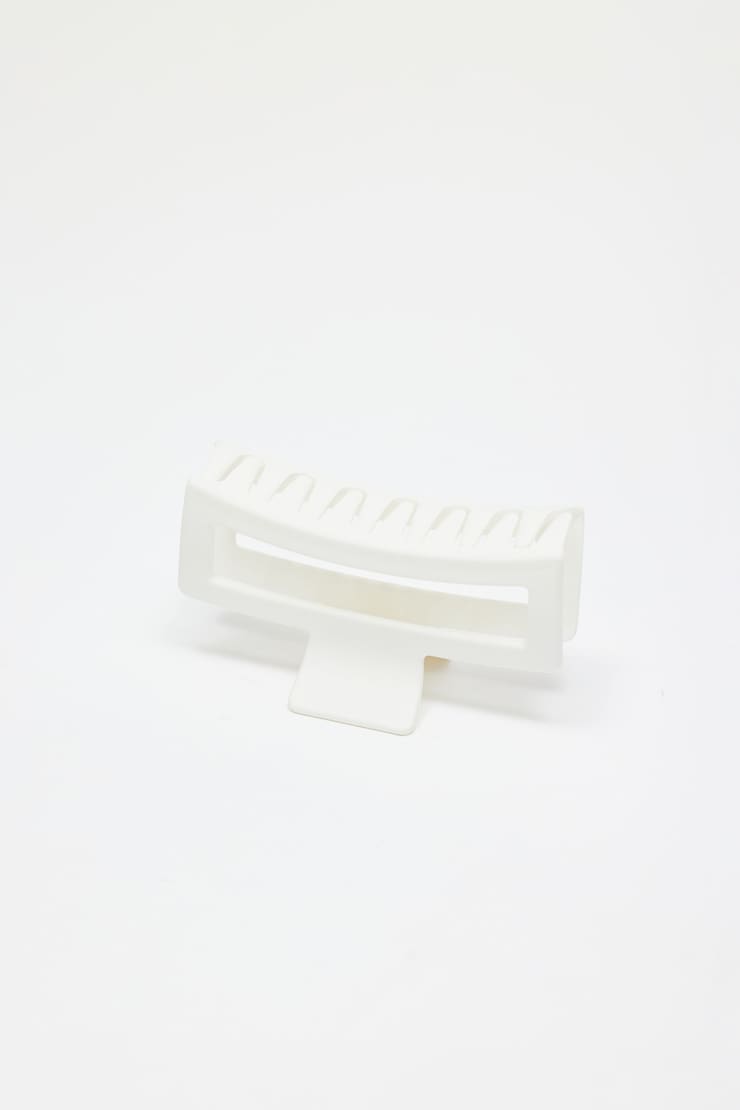 Oversized Rectangle Claw Clip, Matte White, large