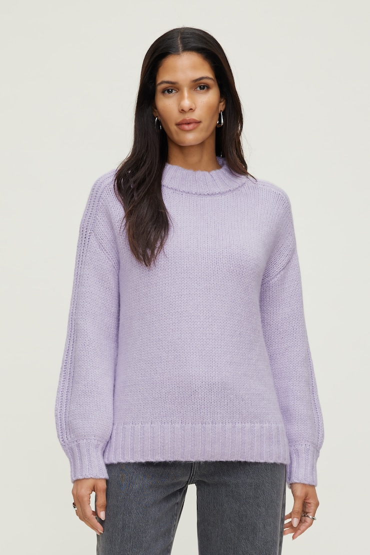 Mabel Chunky Crewneck Sweater Orchid Petal Purple large