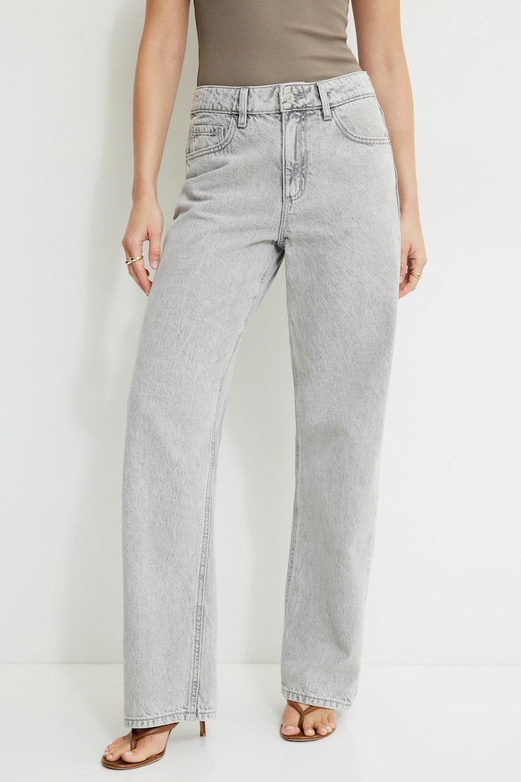 Mika Mid Rise Relaxed Straight Leg Jeans Medium Light Black / Frosted Road large