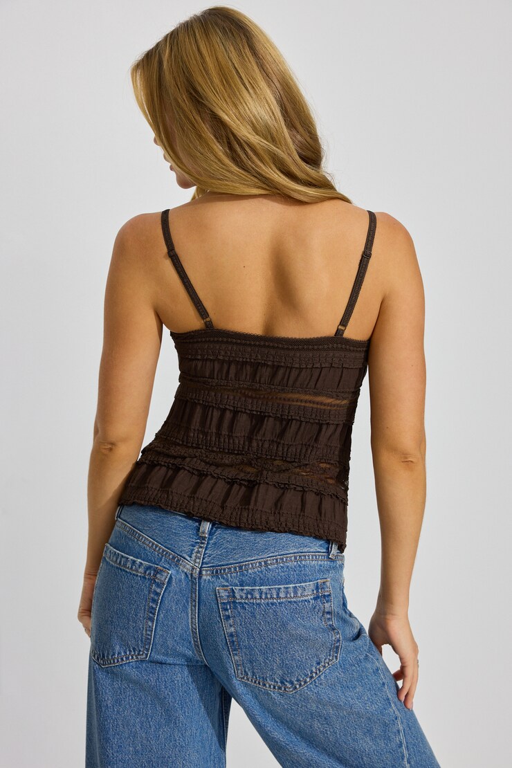 Resort Lace Flyaway Top, Java Brown, large