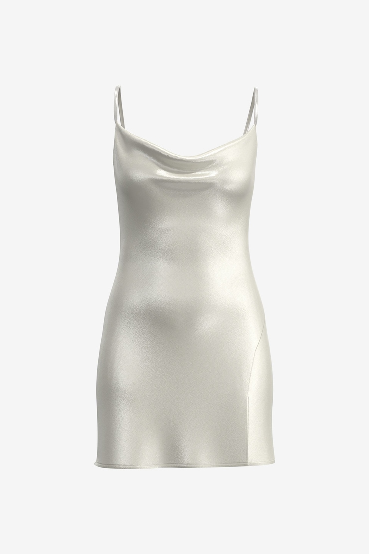 Dani Cowl Neck Satin Slip Dress Polished Pearl Beige large