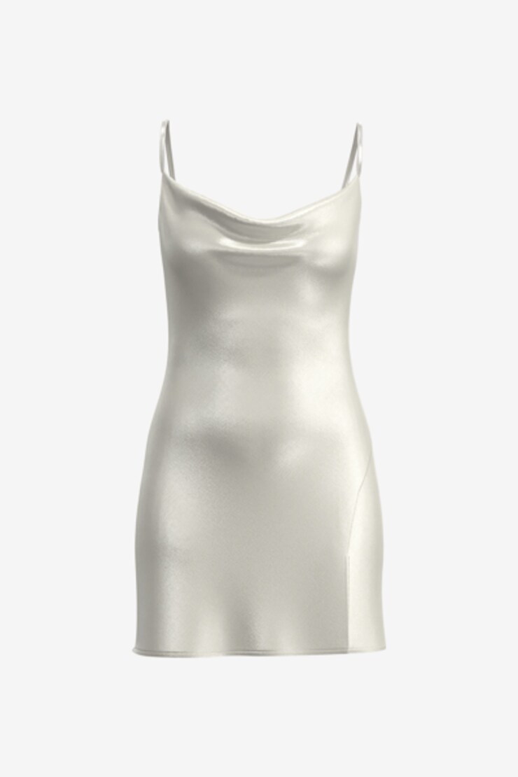 Dani Cowl Neck Satin Slip Dress Polished Pearl Beige large