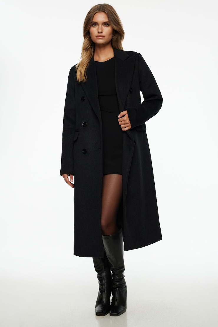 Double Breasted Wool Coat Charcoal  large