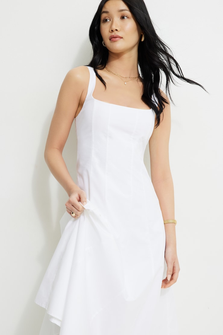 Capri Poplin Maxi Dress Bright White large