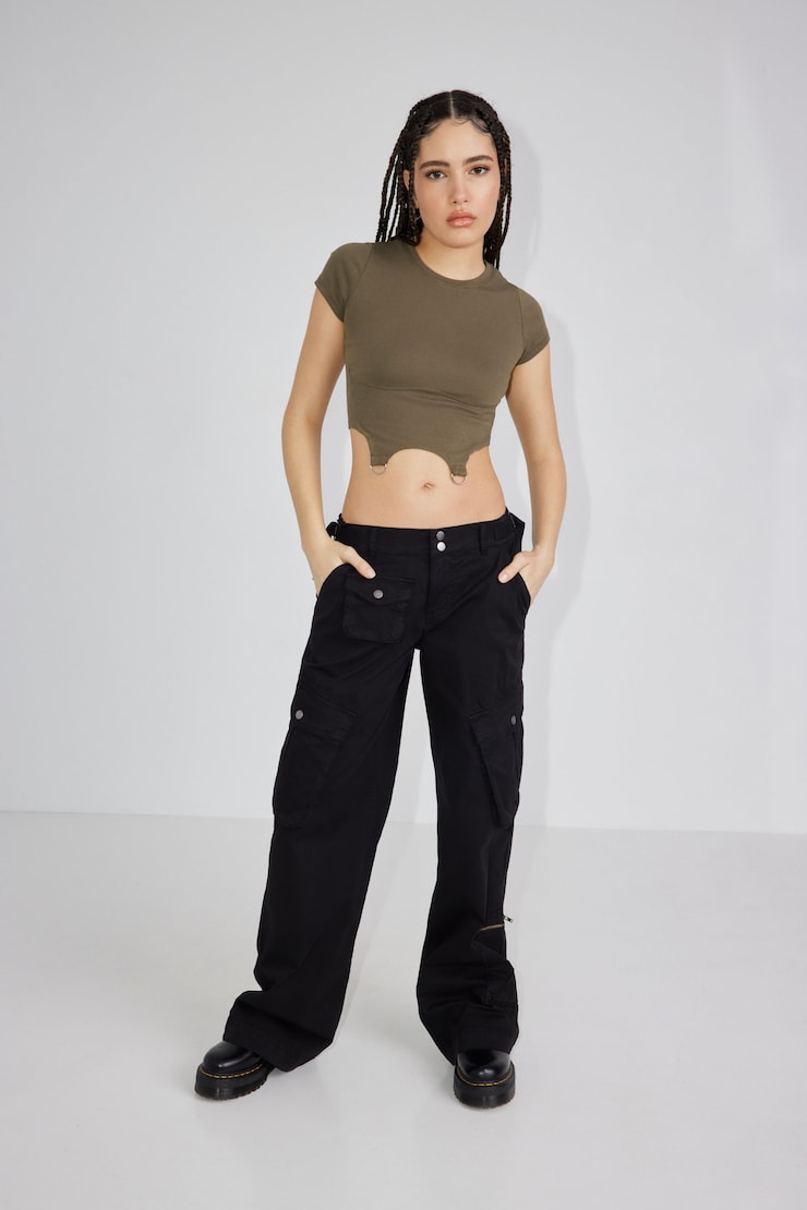 Rowan Wide Leg Cargo Pant, Jet Black, large
