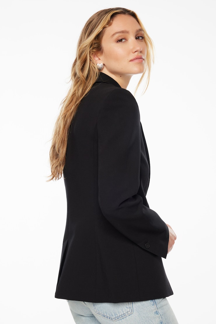 One Button Fitted Blazer Jet Black  large