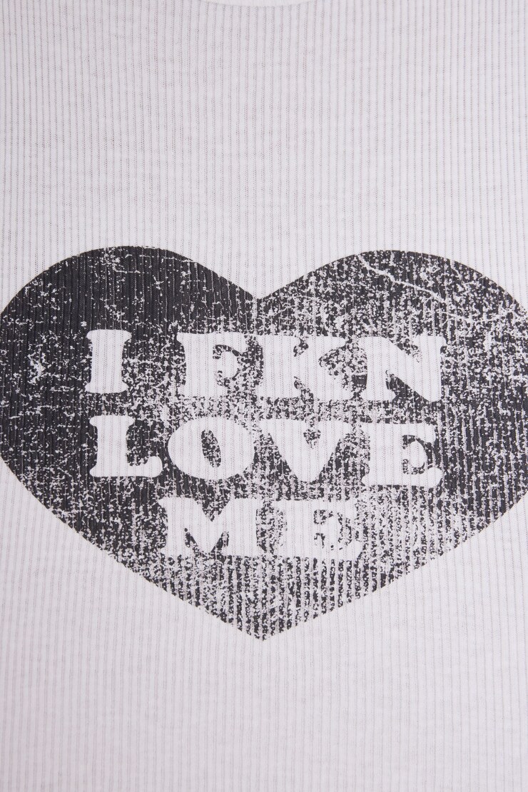 Kenny Tank Top, Bright White with "I FCKN LOVE ME" Art, large