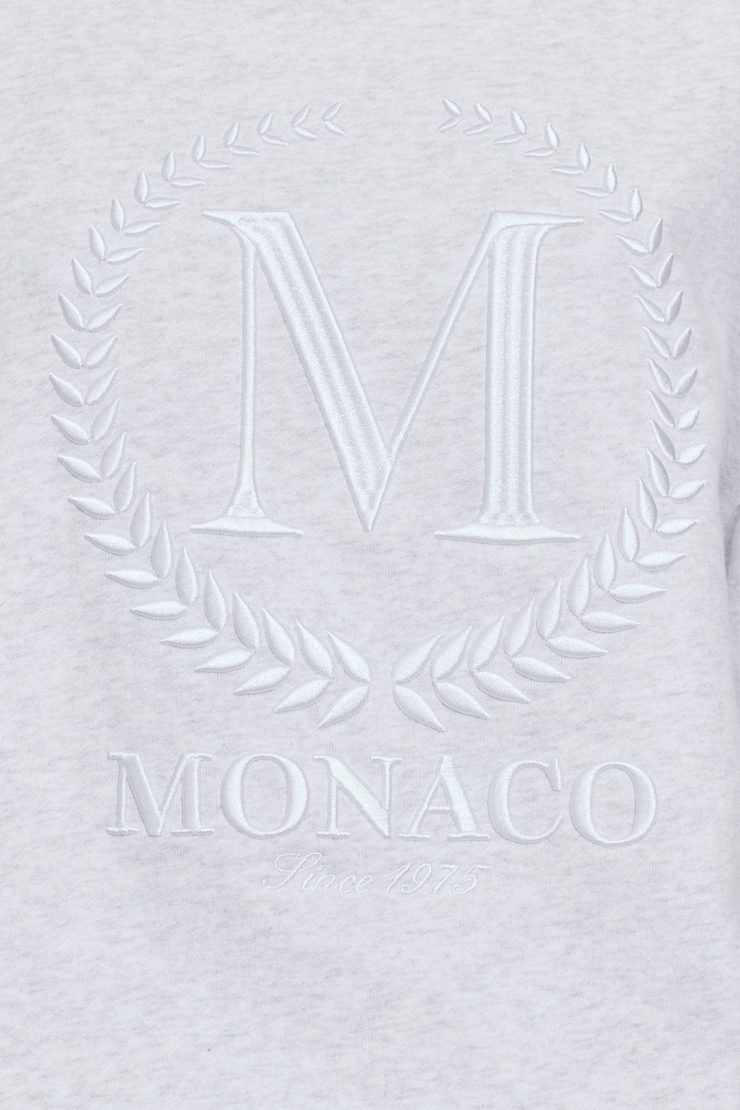 SoftTerry Off Shoulder Sweatshirt, Spring Gray Mix with "Monaco" Art, large