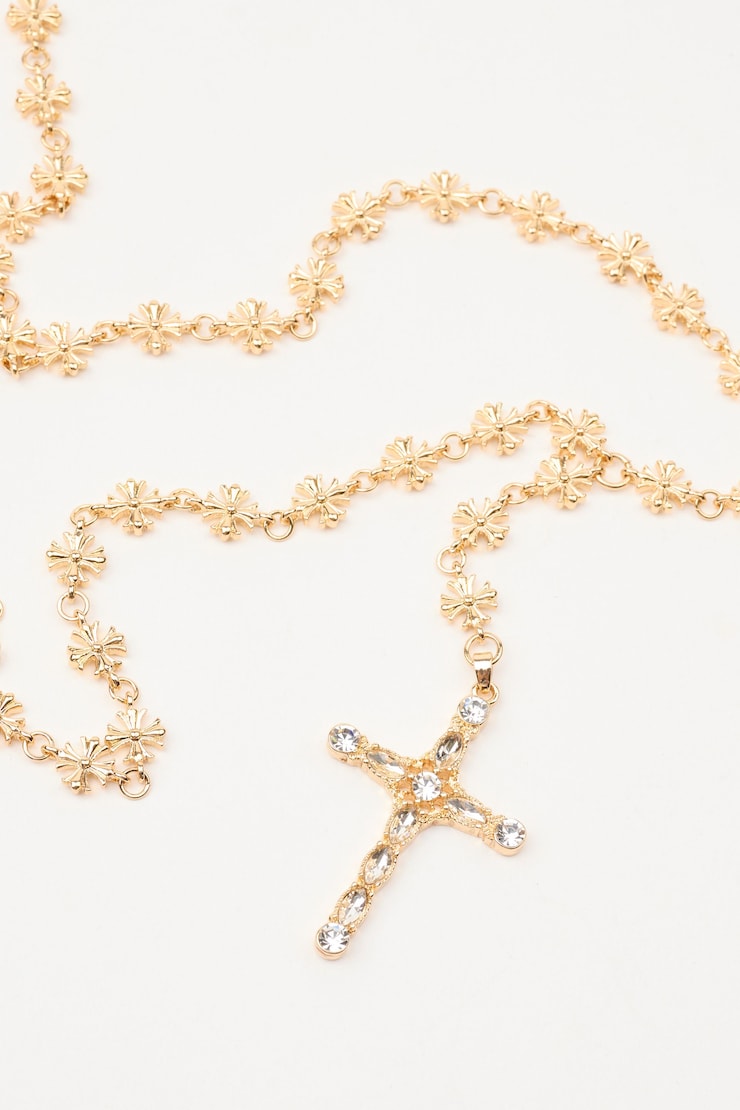 Rosary & Cross Chain, Gold, large