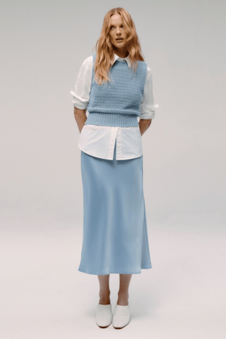 Melody Satin Slip Midi Skirt Ashley Blue large