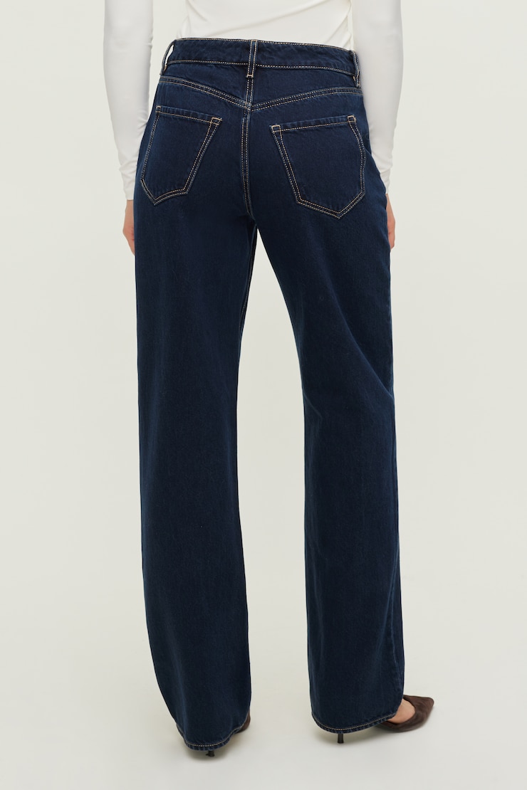Mika Mid Rise Relaxed Straight Leg Jeans Dark Indigo / Saranac Blue large