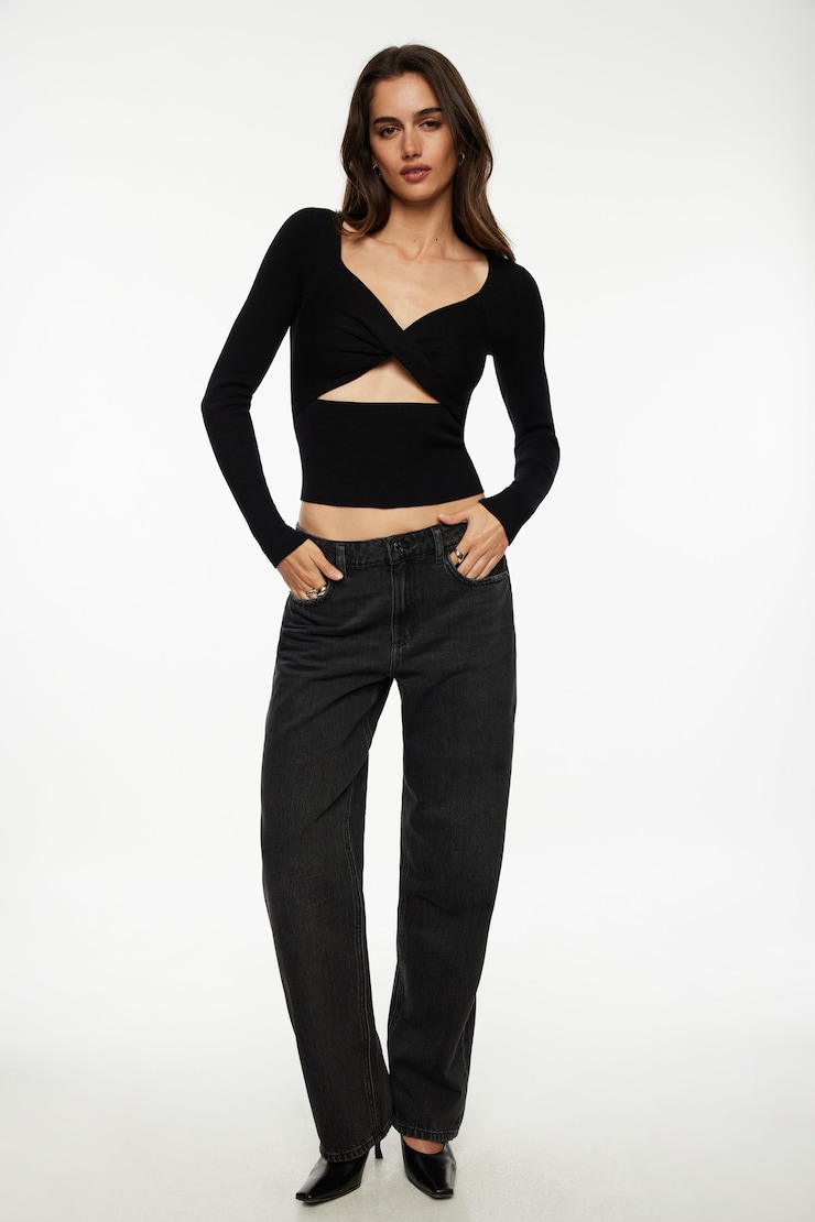 Twisted Cutout Sweater Jet Black large