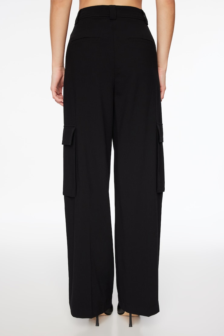 Pantalon cargo à jambe large Gemma Noir encre large
