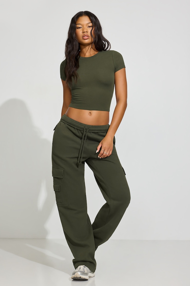 SuperSoft Crewneck Cropped T-Shirt, Martini Green, large