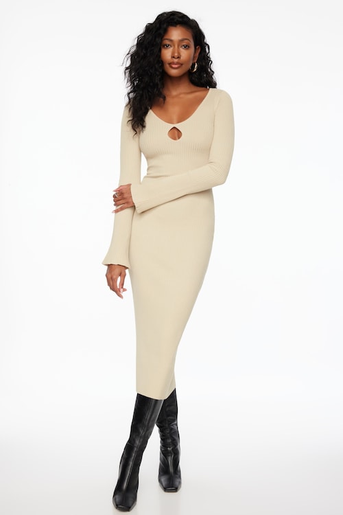 Keyhole Cutout Midi Dress Keyhole Cutout Midi Dress